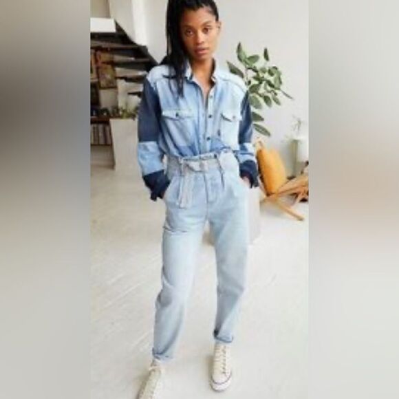 Free people Sadie belted paperbag denim jeans. 26 - Picture 1 of 9